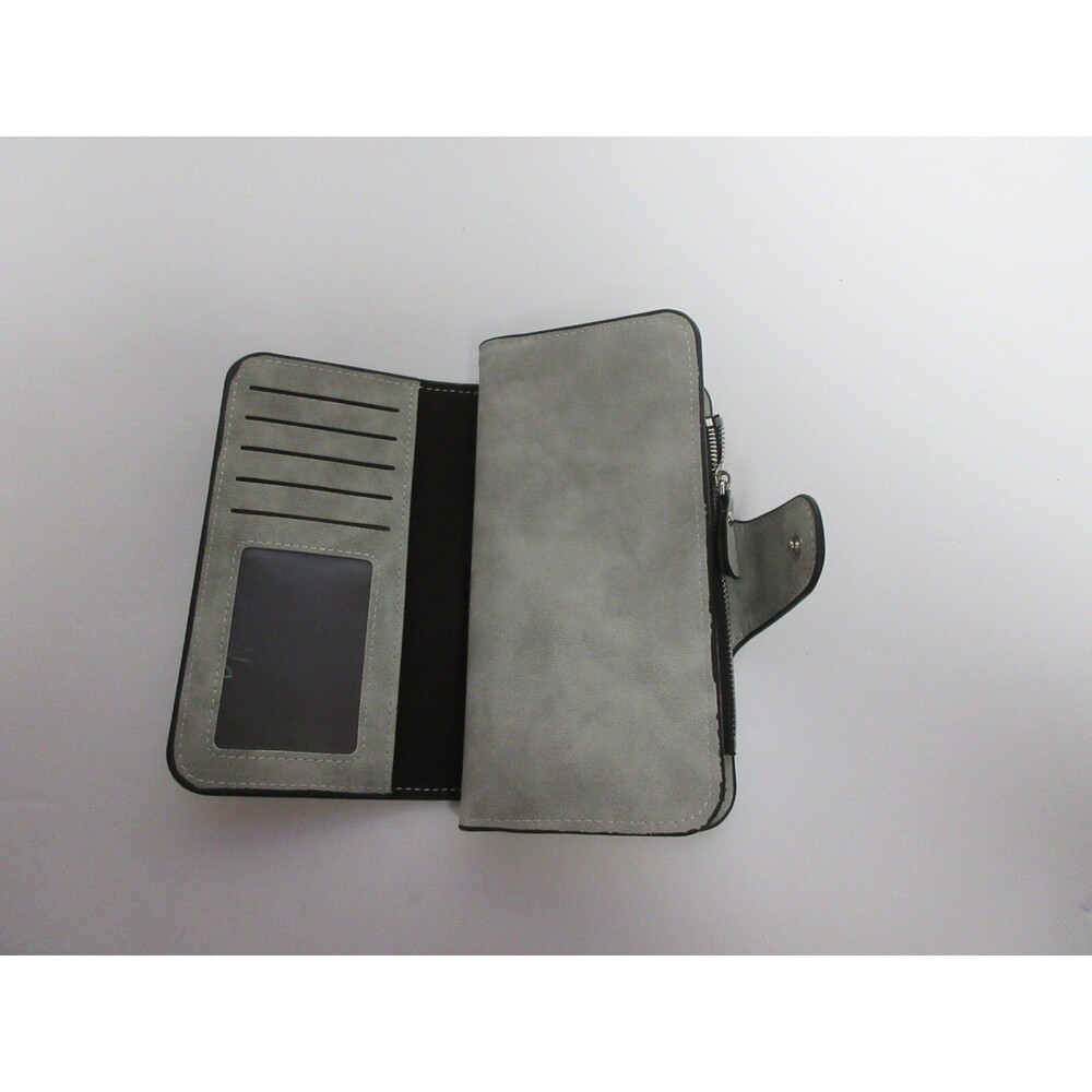 Large Grey Ladies Leather Wallet Long Purse Phone Card Holder Case Clutch - Picture 6 of 6
